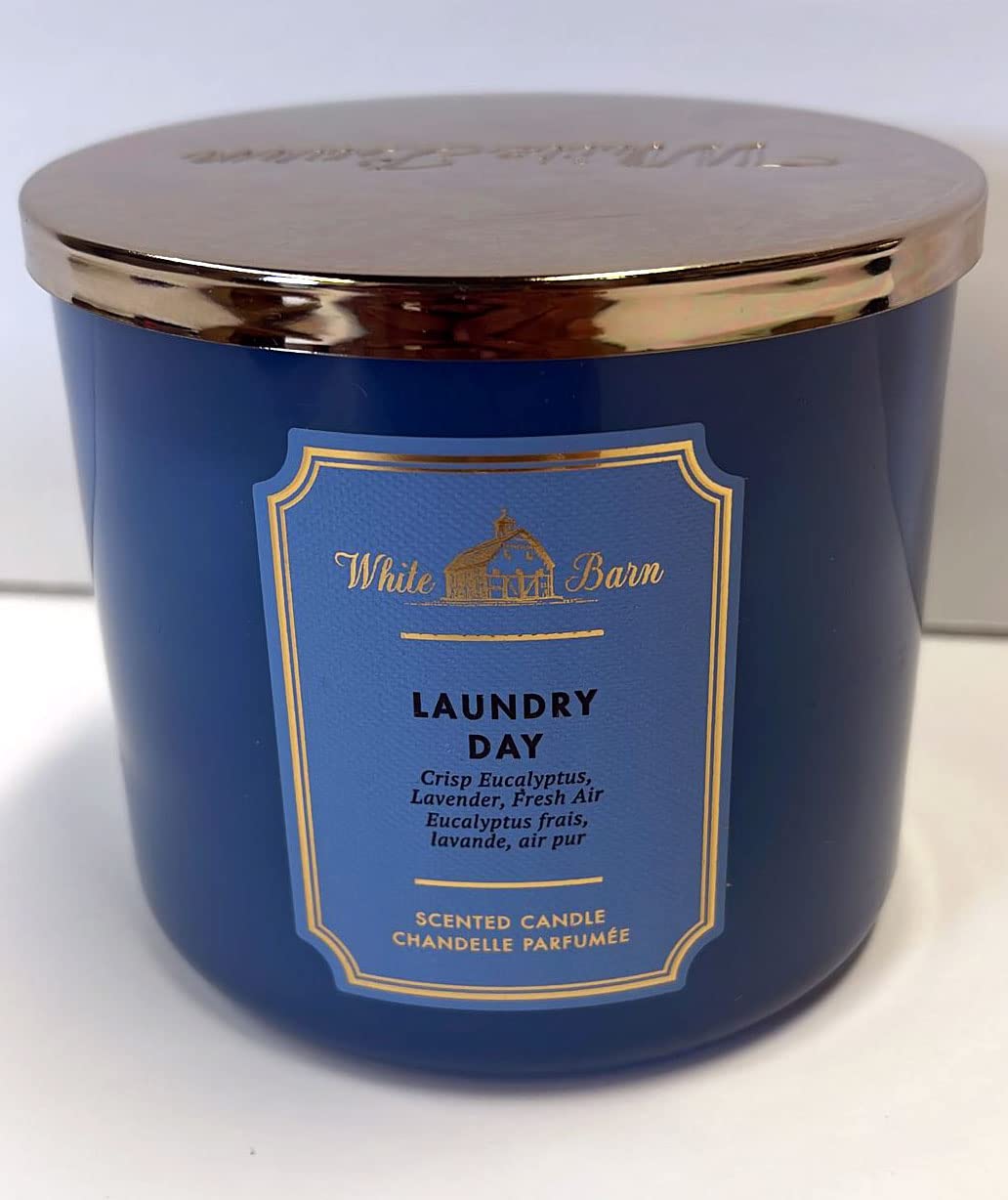 Bath & Body Works White Barn, vela de 3 mechas para día de lavandería.