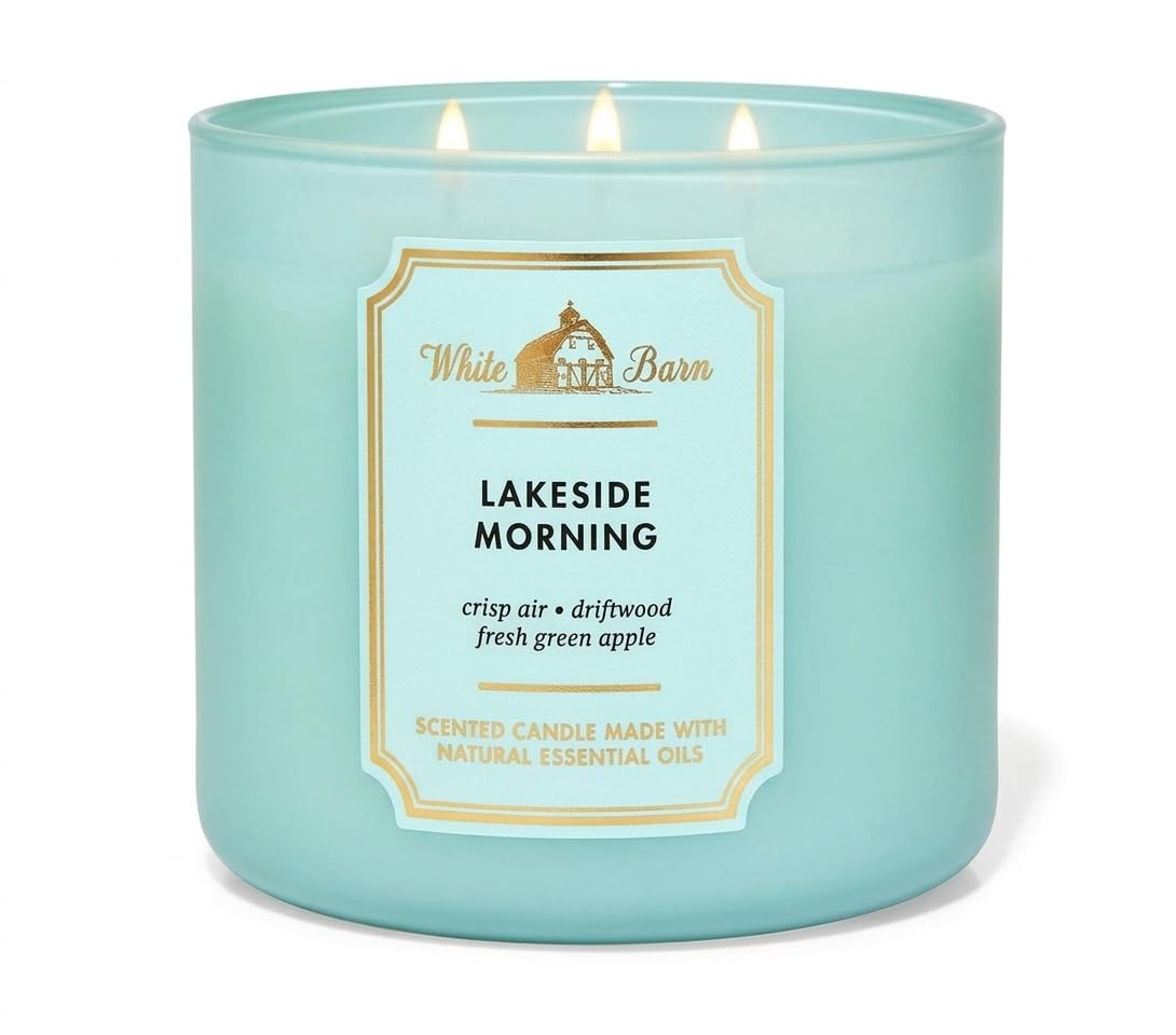 Bath & Body Works Mañana junto al lago vela tres mechas para ambientar y relajar espacios