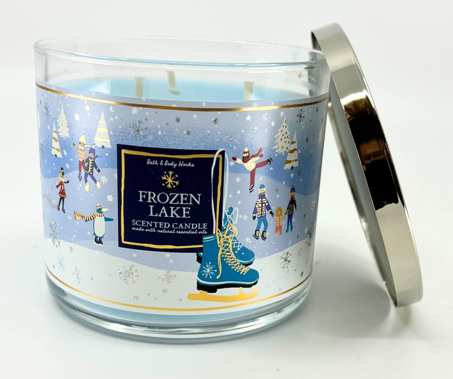 Vaso de vidrio con vela de invierno Bath & Body Works.