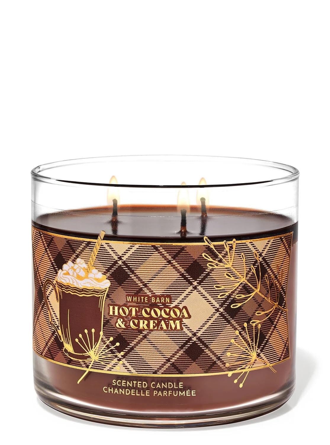 Vela Bath & Body Works White Barn, fragancia chocolate, ideal para crear ambiente cálido en noches.
