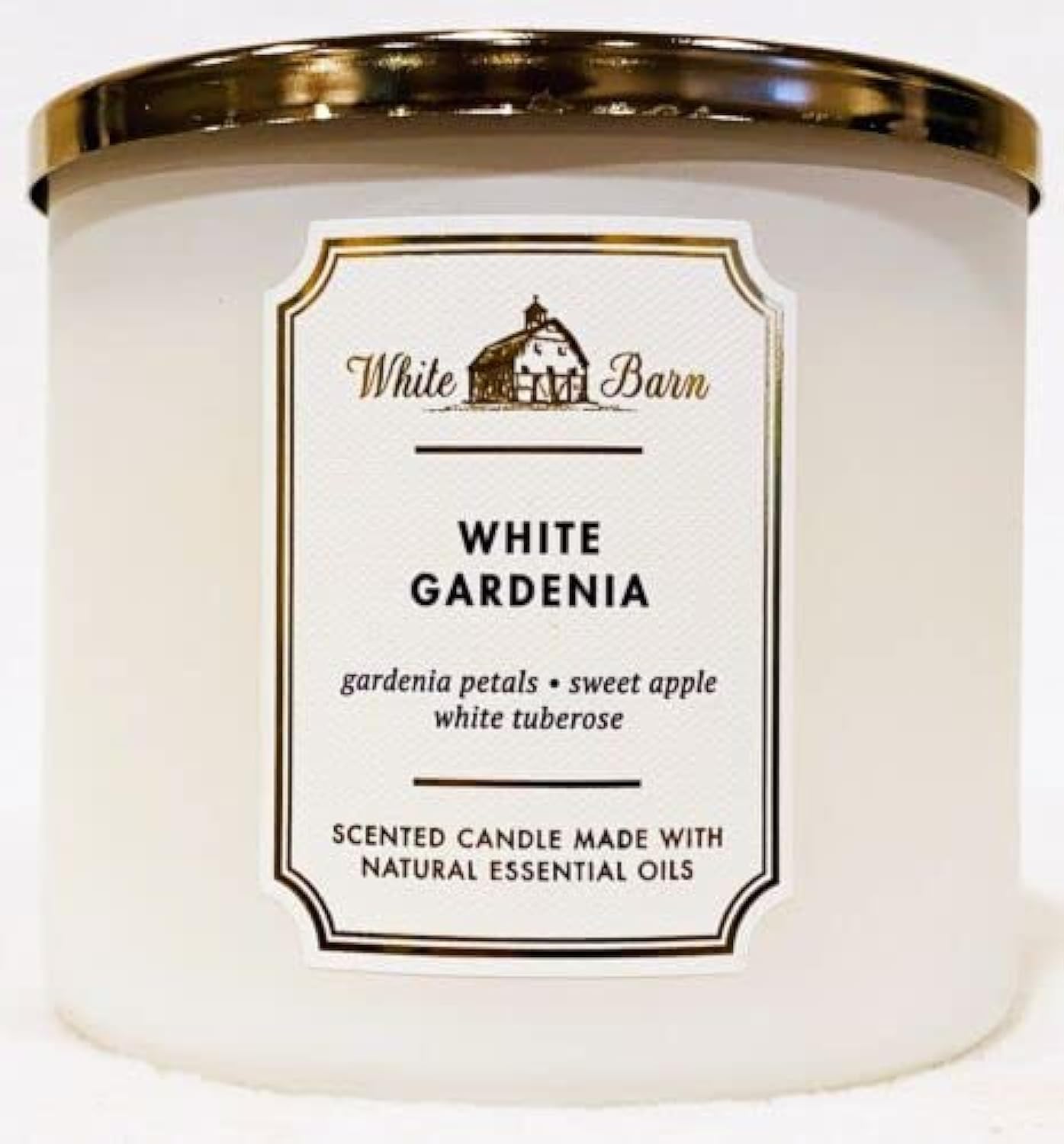 Bath & Body Works White Barn vela 3 mechas, empaque elegante para regalo.