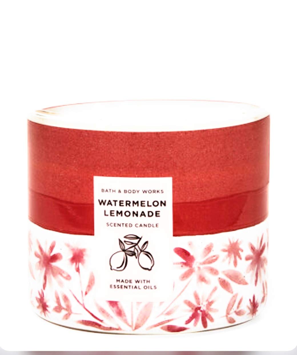 Vela Bath and Body Works Watermelon Lemonade, vista frontal, aroma refrescante para la sala