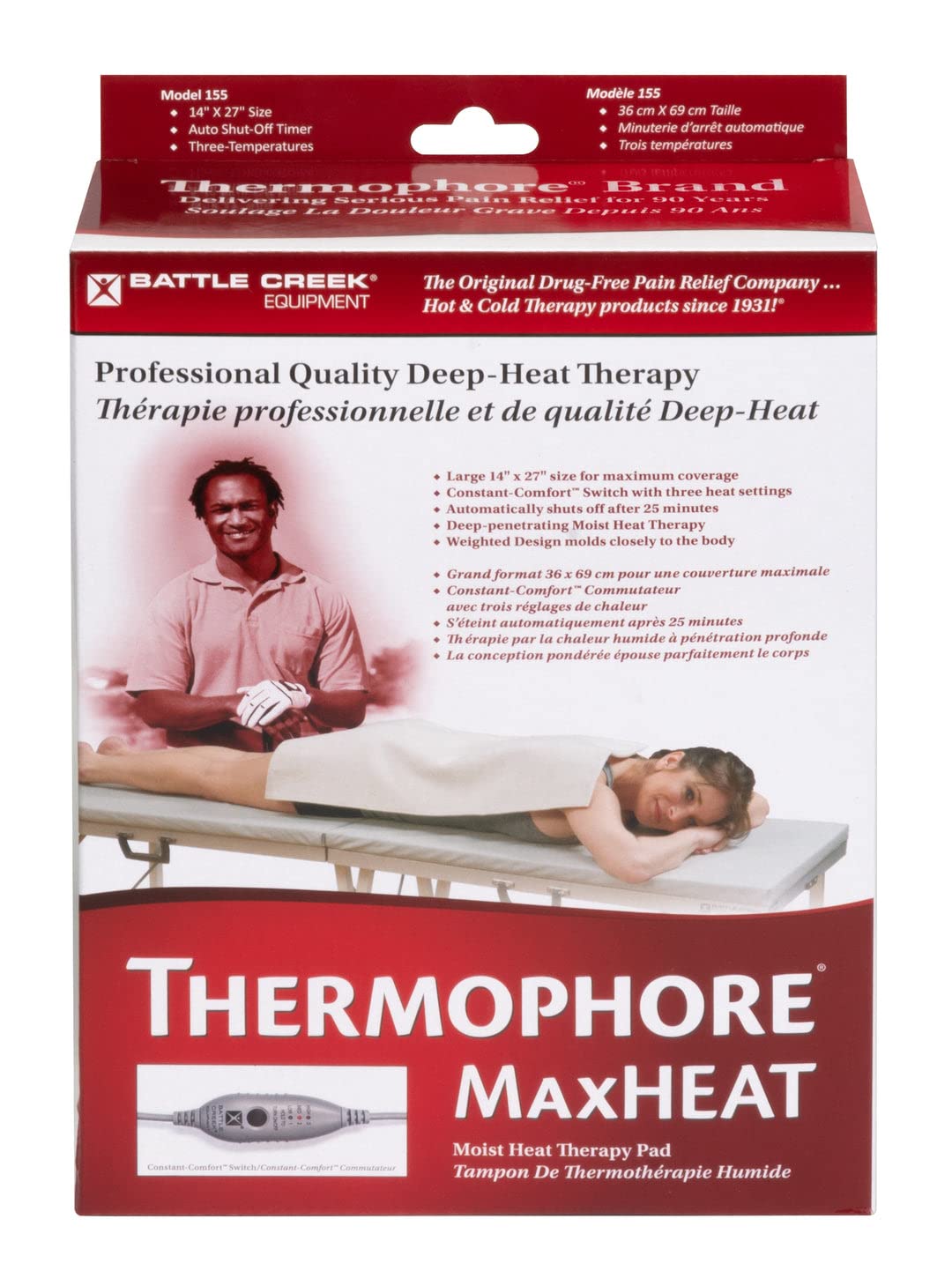 Thermophore MaxHEAT Plus de Battle Creek, almohadilla de calor húmedo 14x14 para áreas específicas