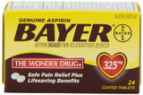 Bayer Aspirin 325 mg, tabletas, empaque de 24 en pack de 2, uso diario.