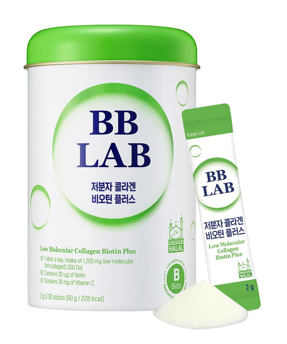 BB LAB colágeno de bajo peso molecular con biotina, absorción rápida para piel y articulaciones.