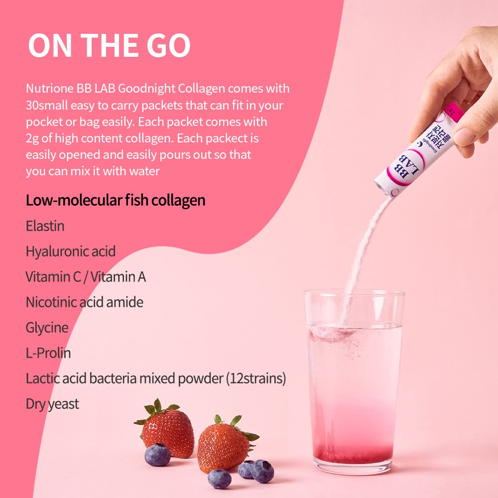 BB LAB Good Night Collagen, 17 probióticos para apoyo digestivo diario.