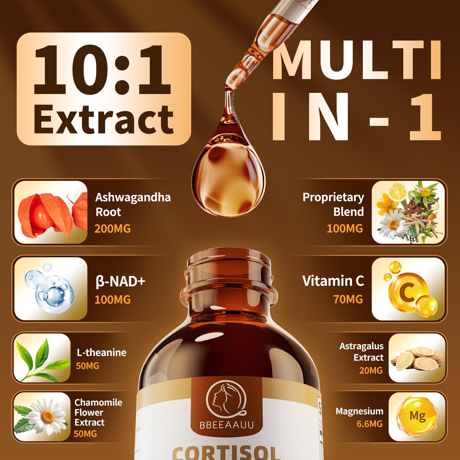 BBEEAAUU botella de gotas cortisol para uso nocturno.