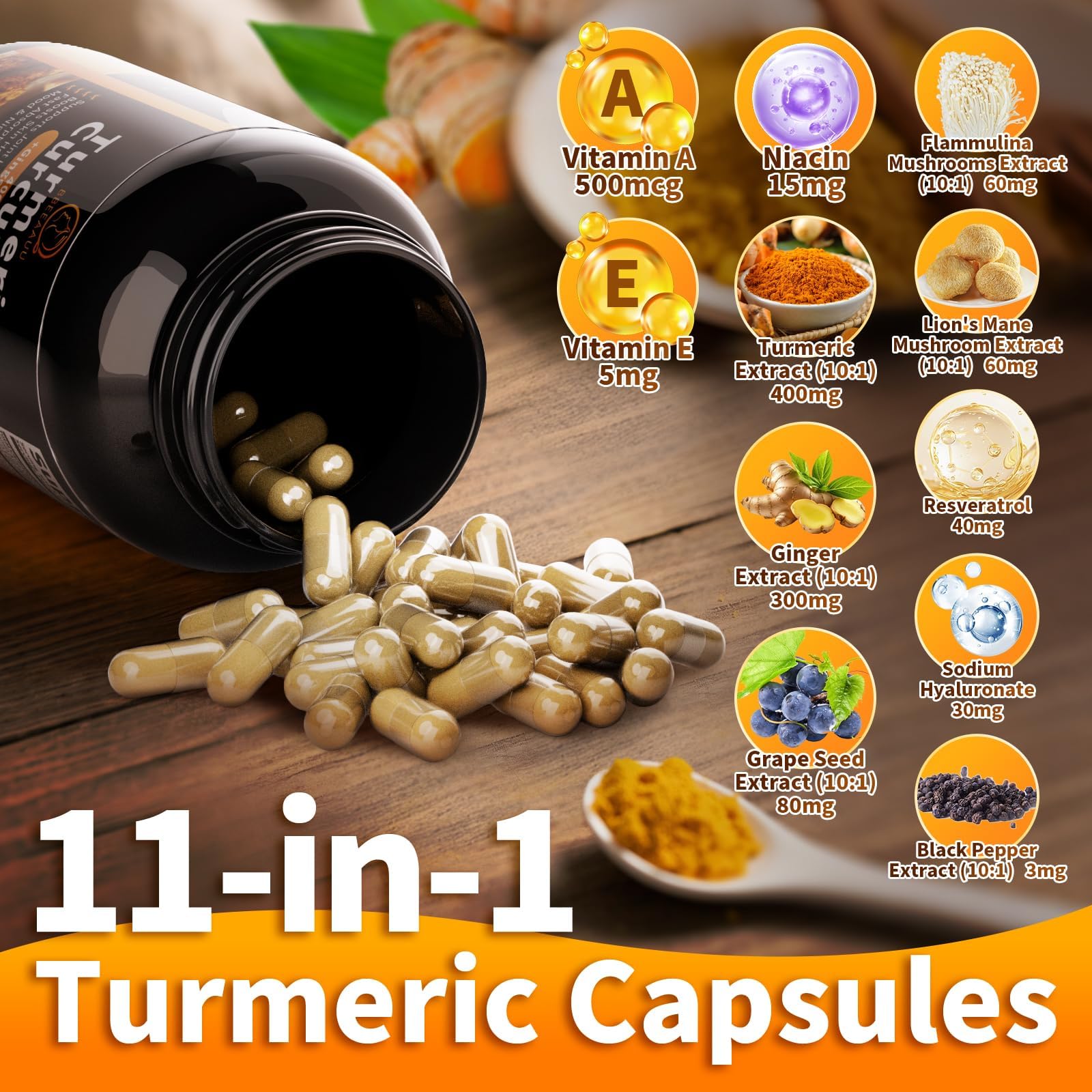 BBEEAAUU Ingredientes clave: curcuminoides y pimienta para absorción.