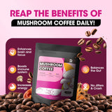 Café de hongos B BEWORTHS: cuchara medidora junto a la mezcla para preparar rápido.