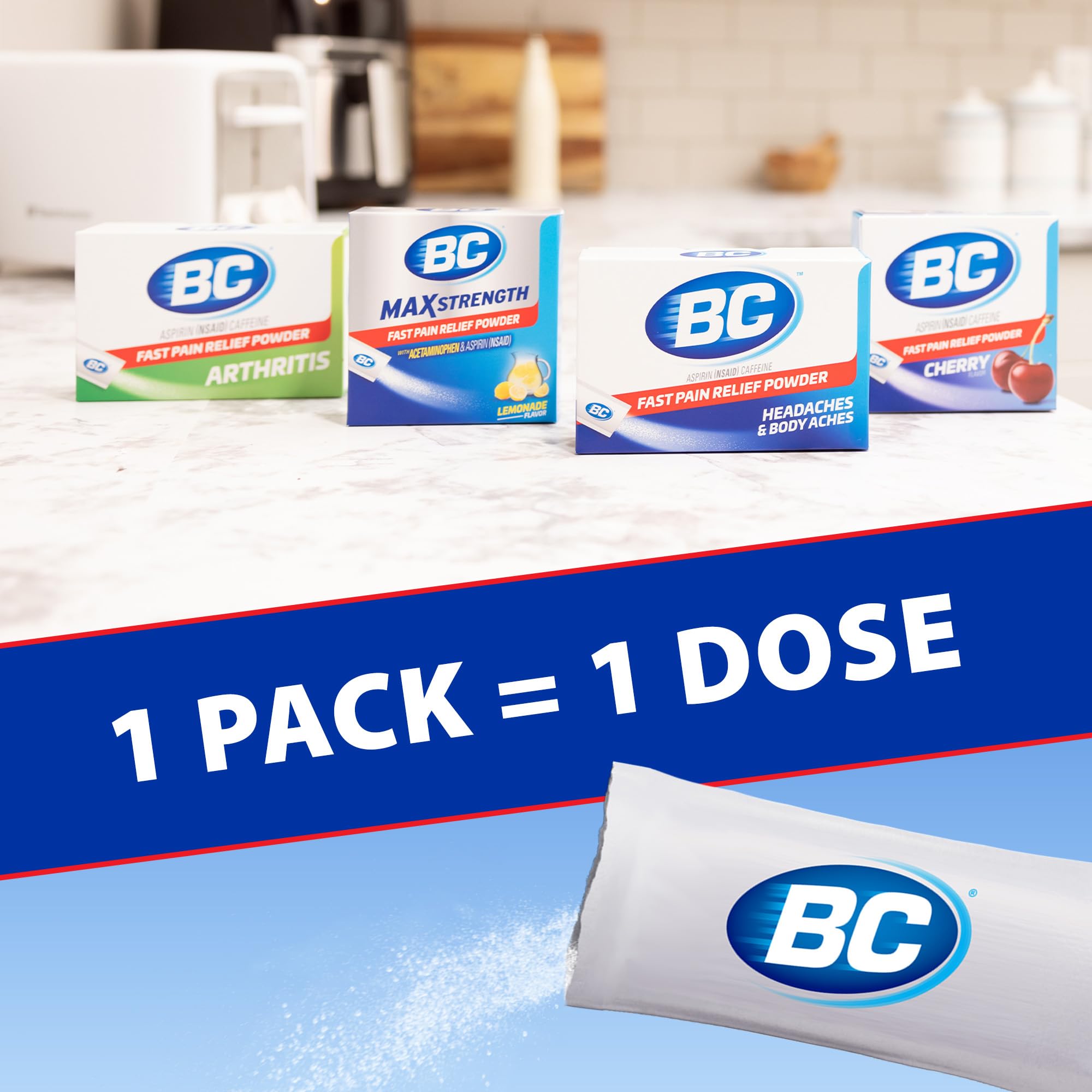 BC Powder cereza, formato stick cómodo para tomar en cualquier lugar.