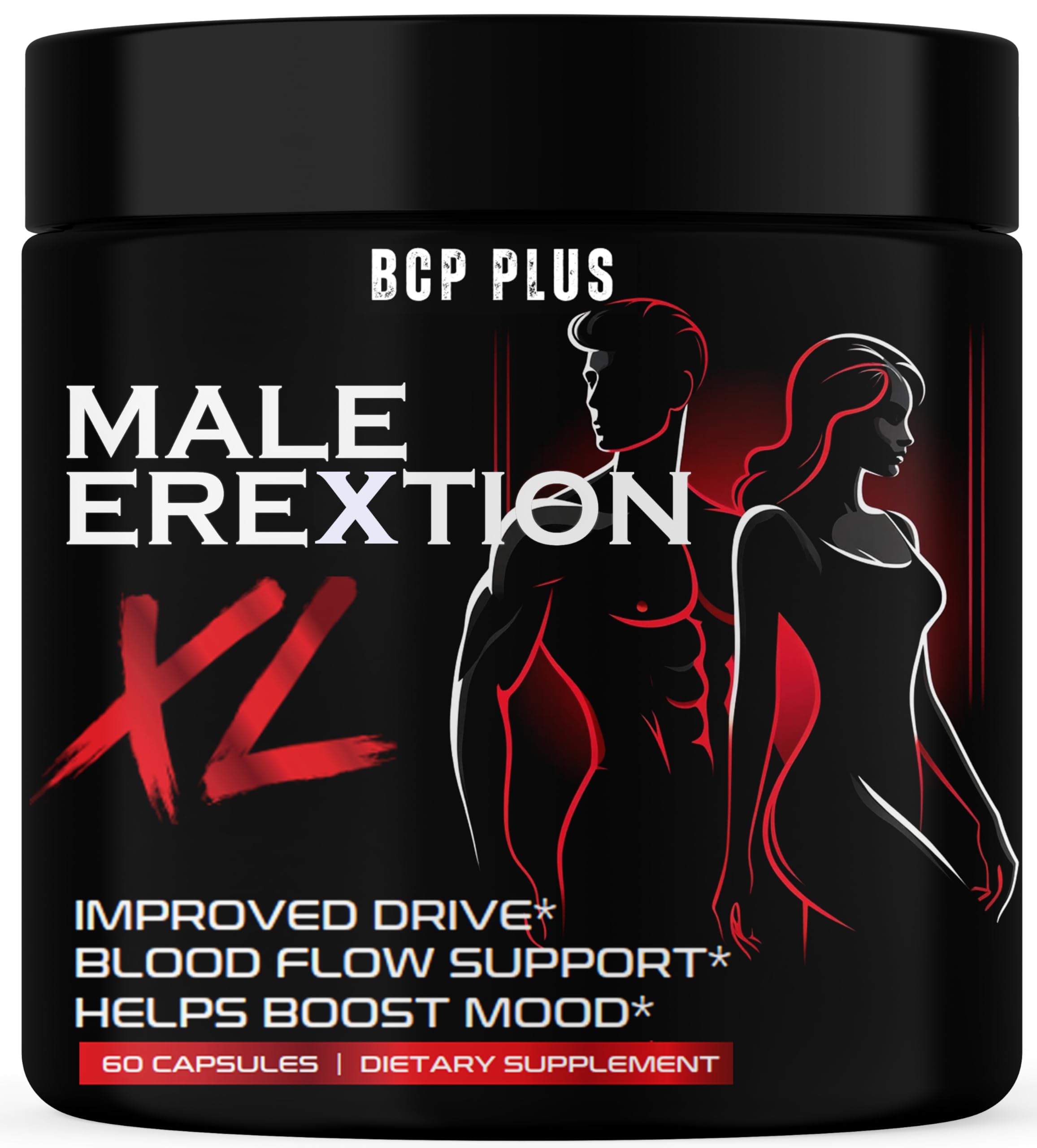 BCP PLUS MalePlus Performance, botella, apoyo al flujo sanguíneo y vitalidad diaria.