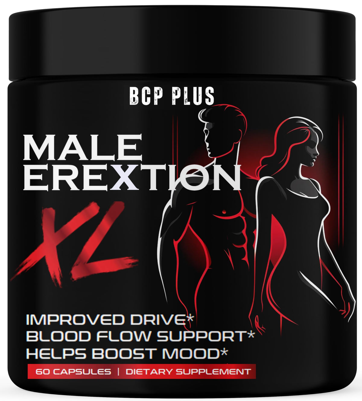 BCP PLUS MalePlus Performance, botella, apoyo al flujo sanguíneo y vitalidad diaria.