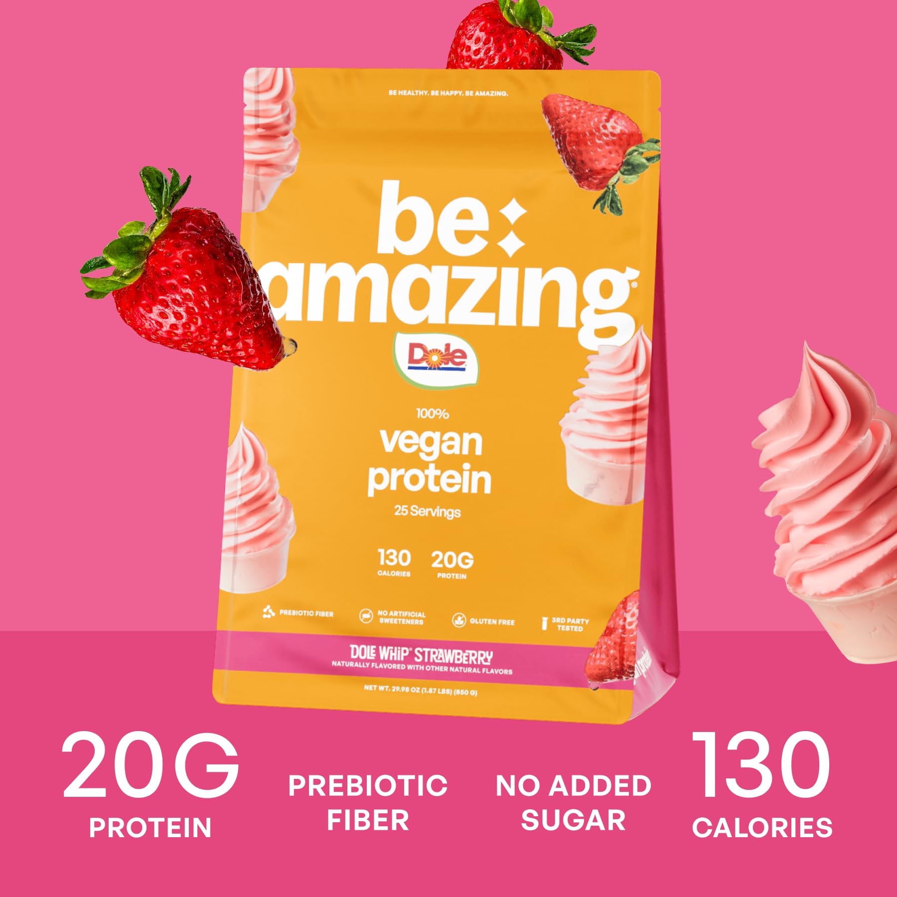 BE AMAZING Dole Whip Strawberry, batido frutal y refrescante para merienda