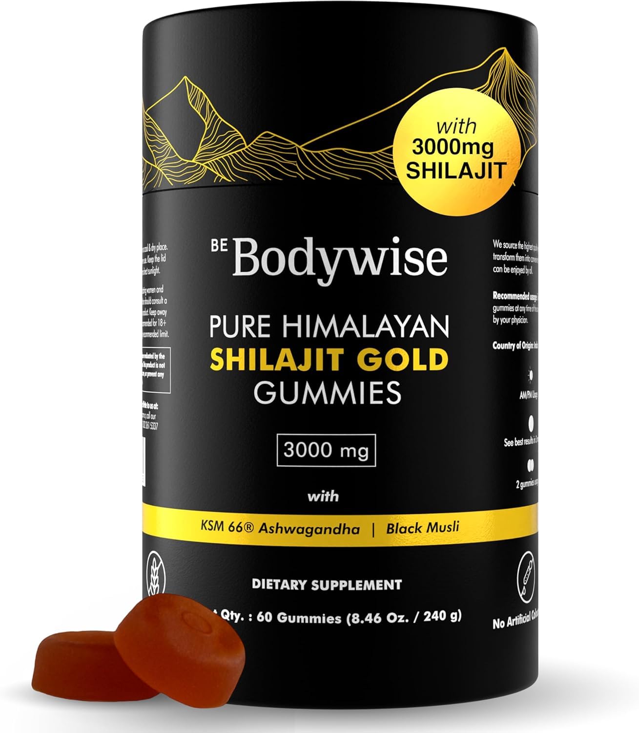 Be Bodywise gomitas de Shilajit puro, textura suave para energía diaria.