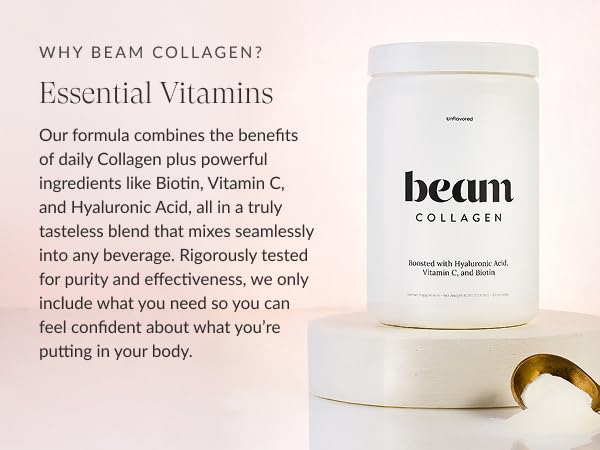 Beam Colágeno origen grass-fed; proceso natural y control de calidad.