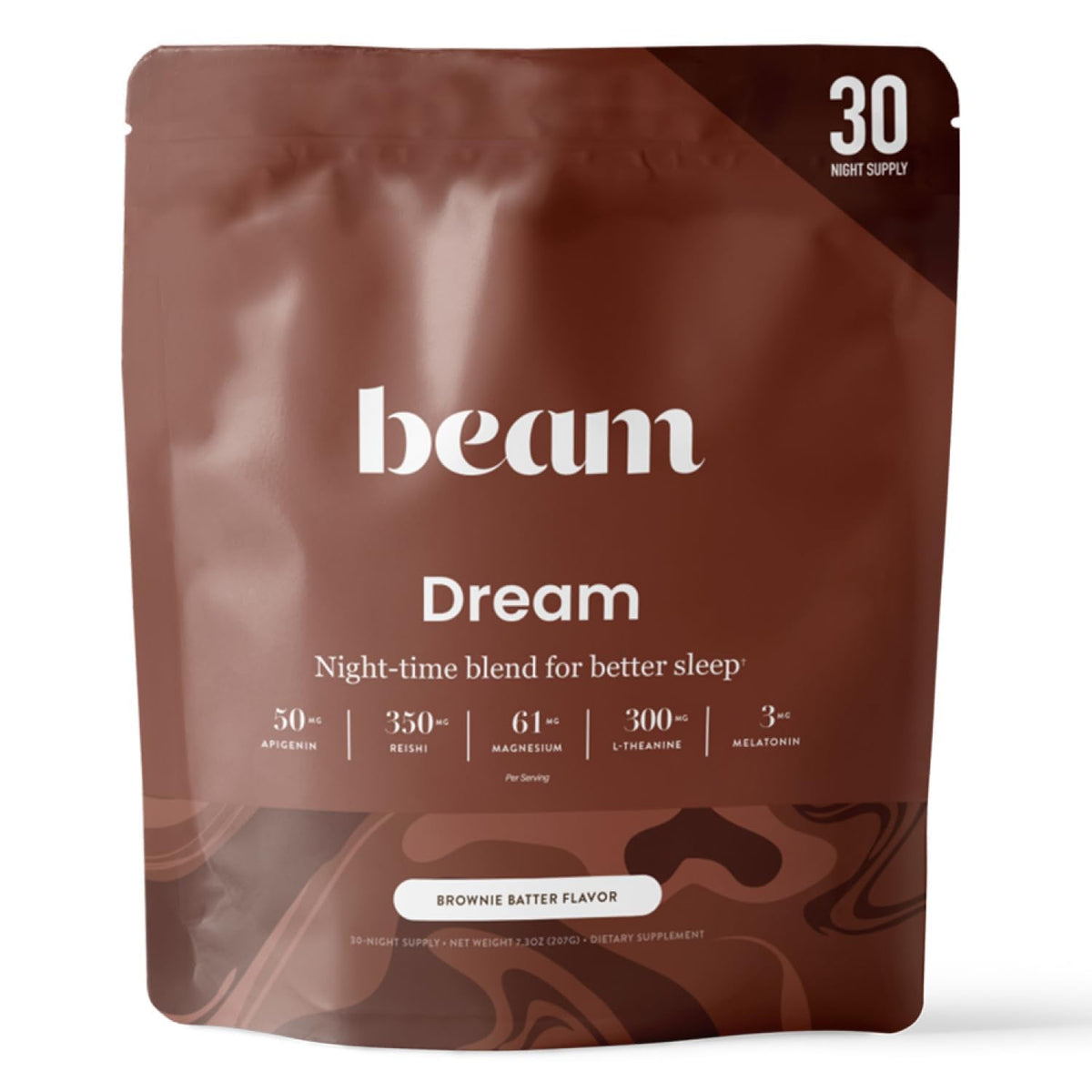 Beam Dream Sleep Powder bottle pour for a calming bedtime routine