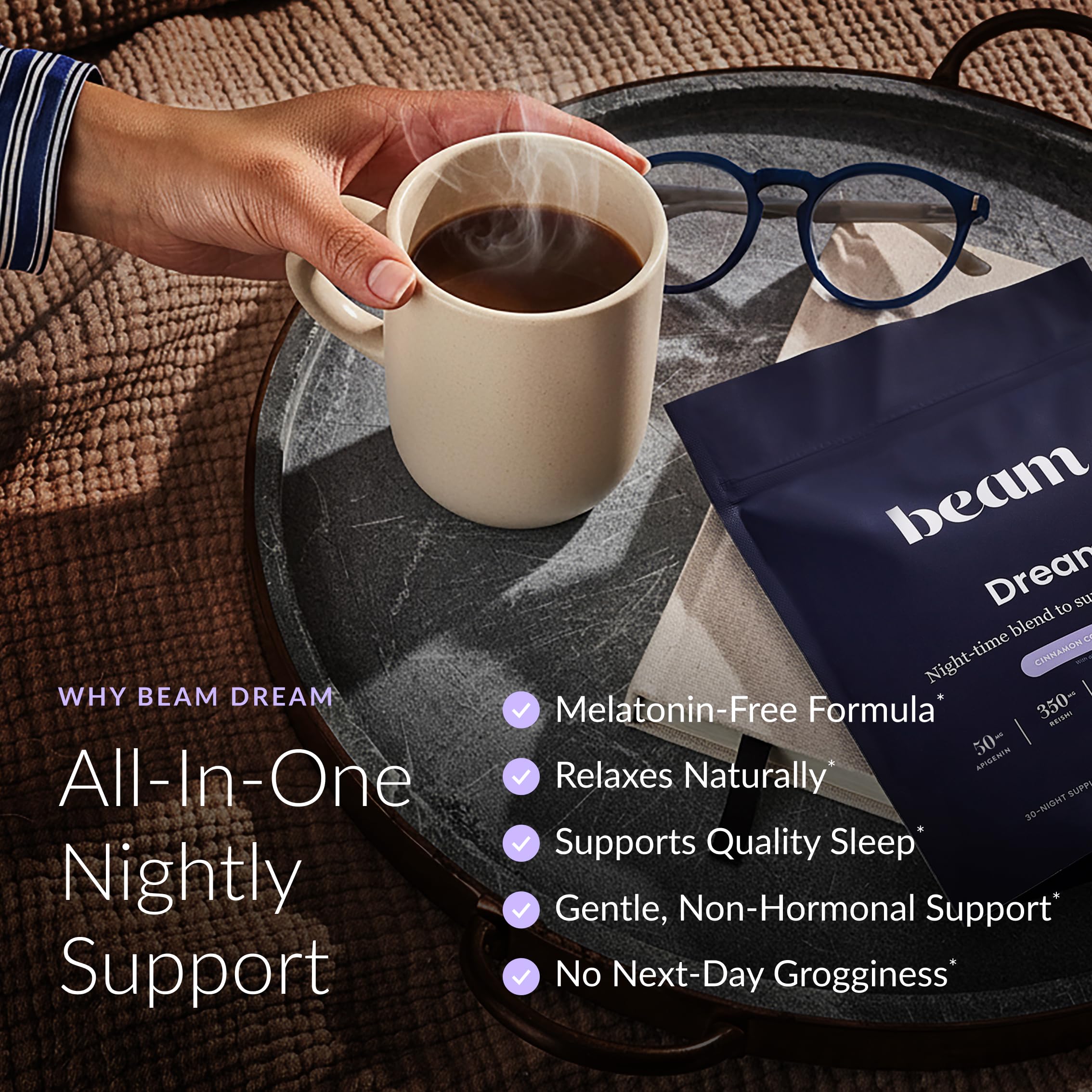 Beam Dream Sleep Powder preparación en vaso para relajación previa al sueño