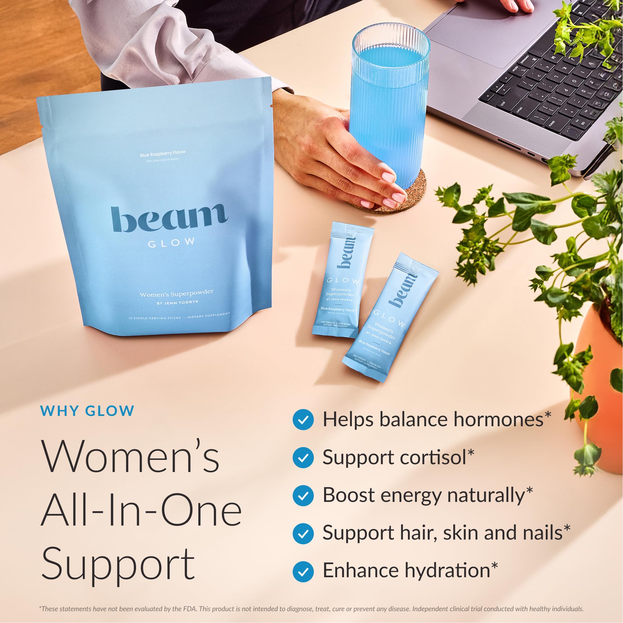Beam Glow cápsulas cortisol con ashwagandha, apoyo diario para manejo del estrés