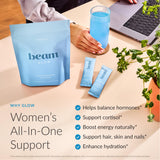 Beam Glow cápsulas cortisol con ashwagandha, apoyo diario para manejo del estrés