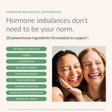 Beam Glow etiqueta frontal, destaca información de beneficios hormonales.