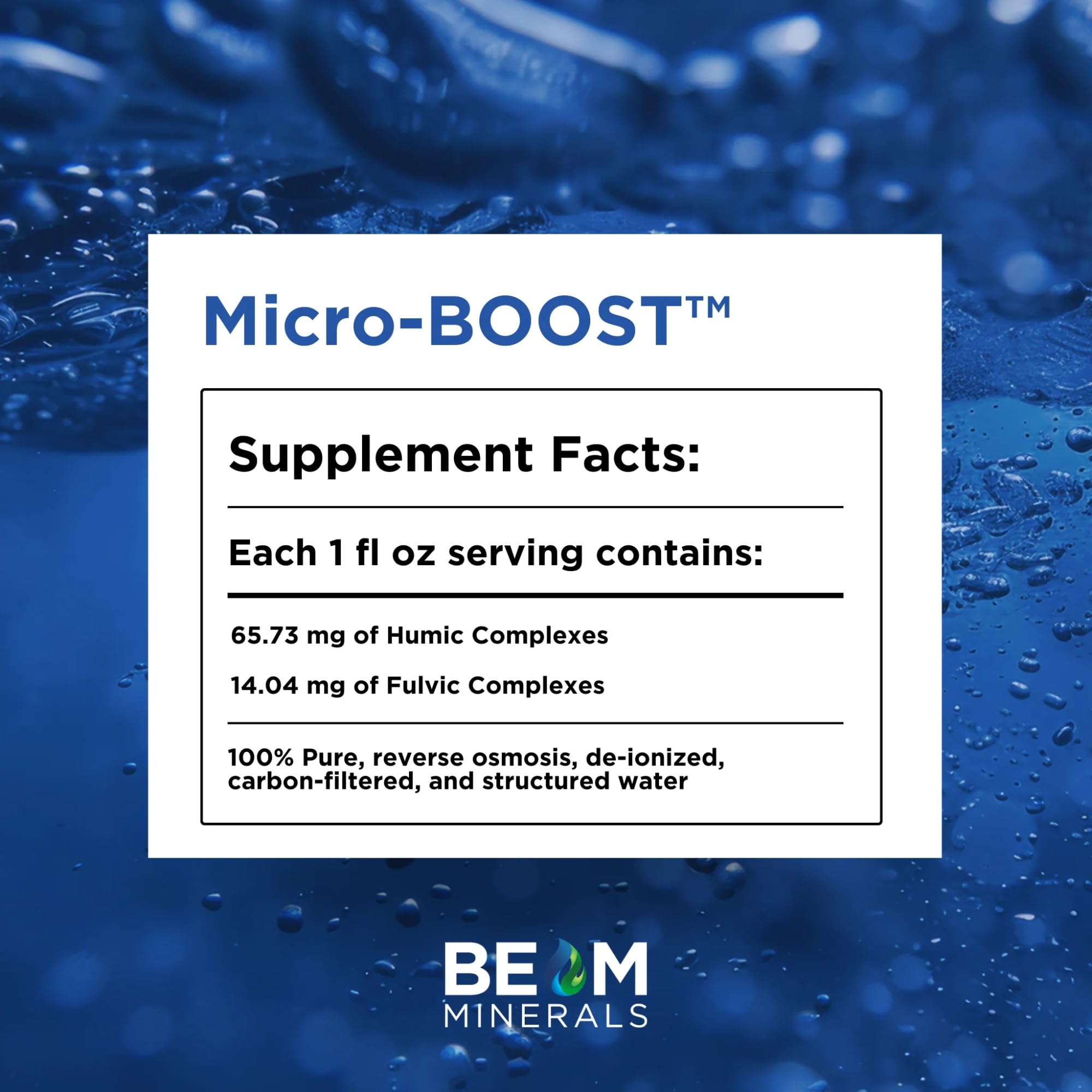 BEAM MINERALS Micro-Boost, etiqueta clara, información de ingredientes para una compra informada.