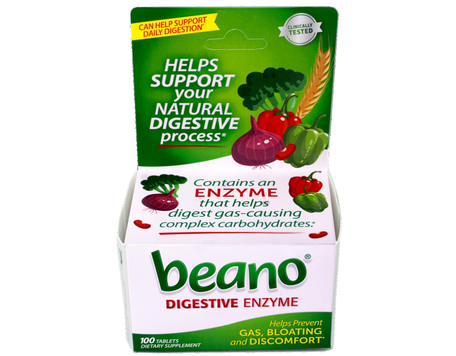 Beano etiqueta-informativa con indicaciones útiles para usuarios.