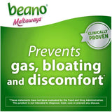 Beano Meltaways envase compacto para guardar en casa o bolso.