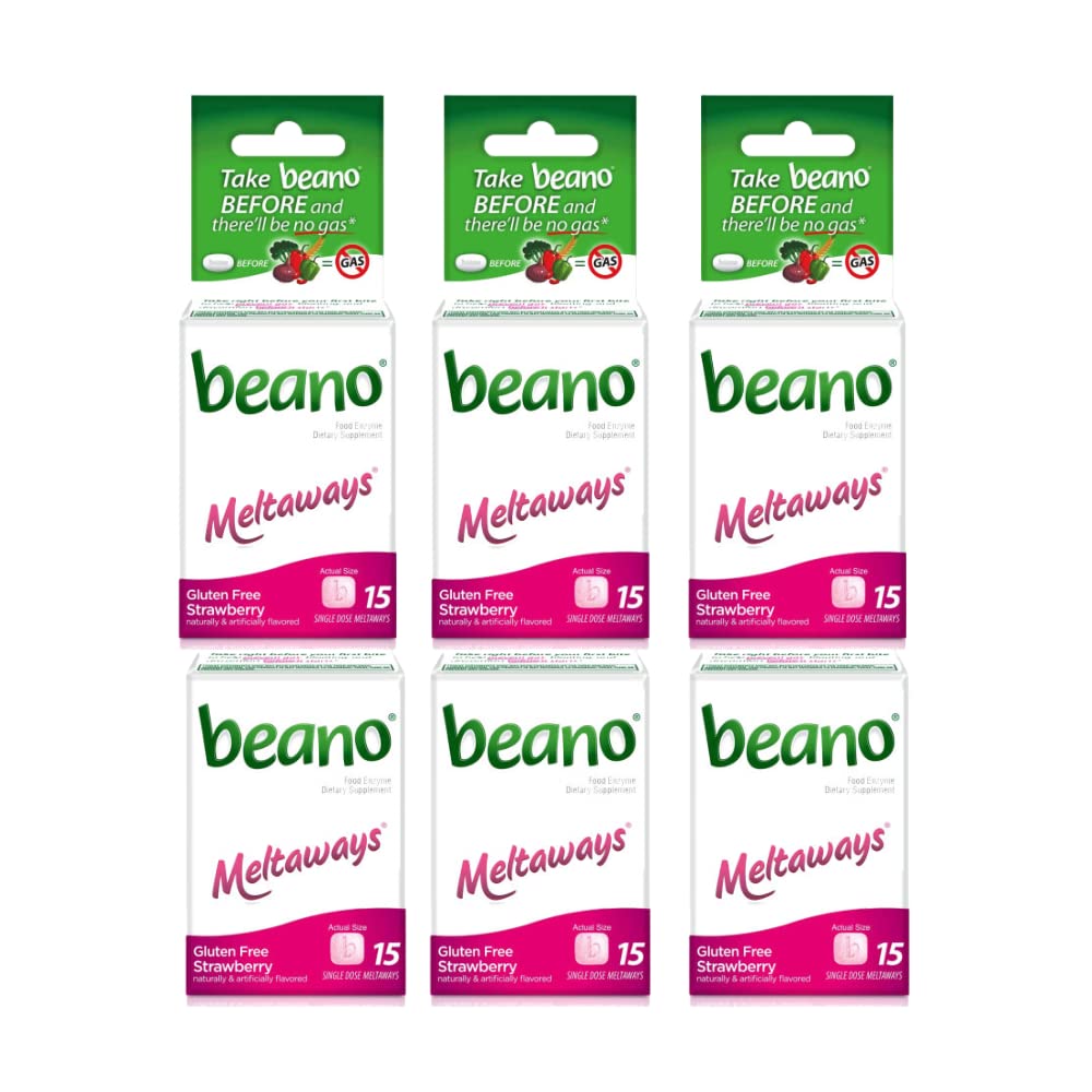 Beano Meltaways fresa, tableta para reducir gases tras comidas.