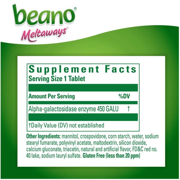 Beano Meltaways sabor fresa, experiencia agradable al consumir.
