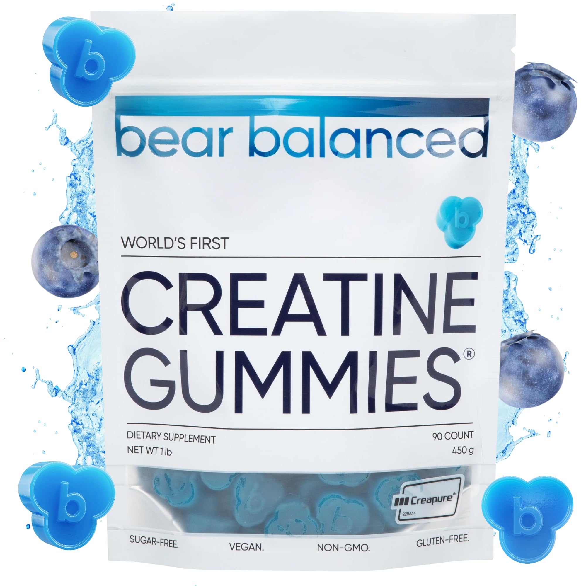 Gominolas Bear Balanced de creatina, bolsa de 90 piezas para uso diario