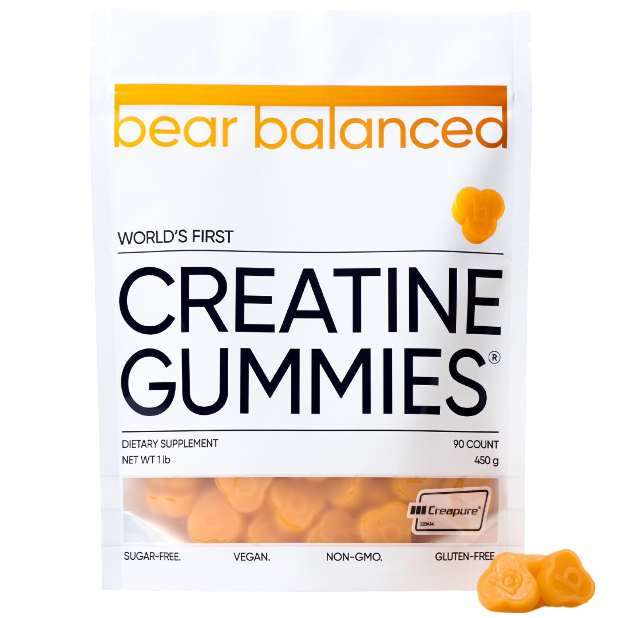 Bear Balanced, botella de gomitas, apoyo de energía diaria y concentración.