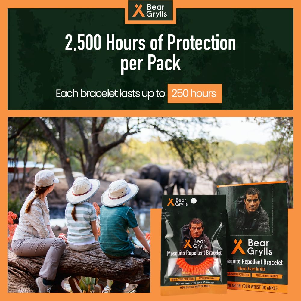 Protección duradera hasta 10 horas por brazalete Bear Grylls