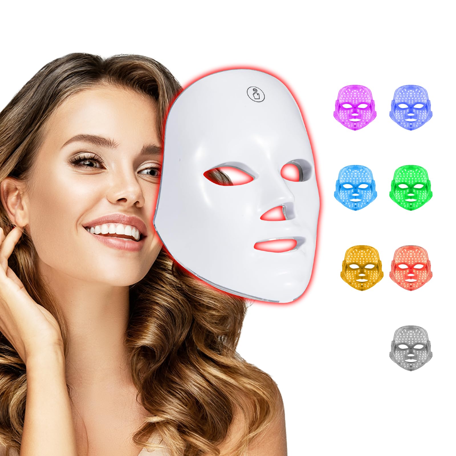 BeaRay máscara LED 7-en-1 en frente con cobertura uniforme para uso en casa