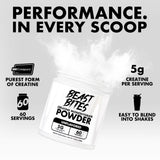 Porción de 5 g de Creatina Monohidrato BEAST BITES para fortalecimiento muscular