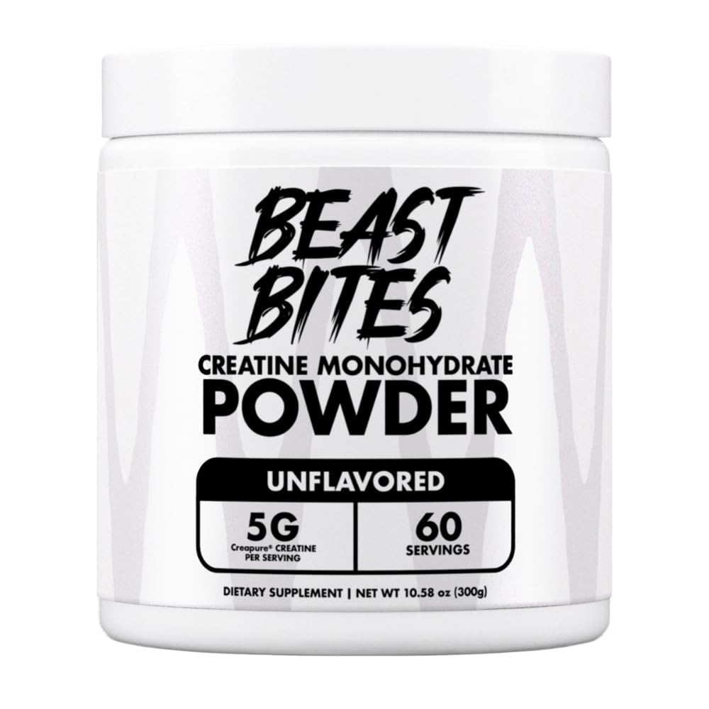 BEAST BITES Creatina Monohidrato sin sabor en envase de 300 g para rendimiento diario