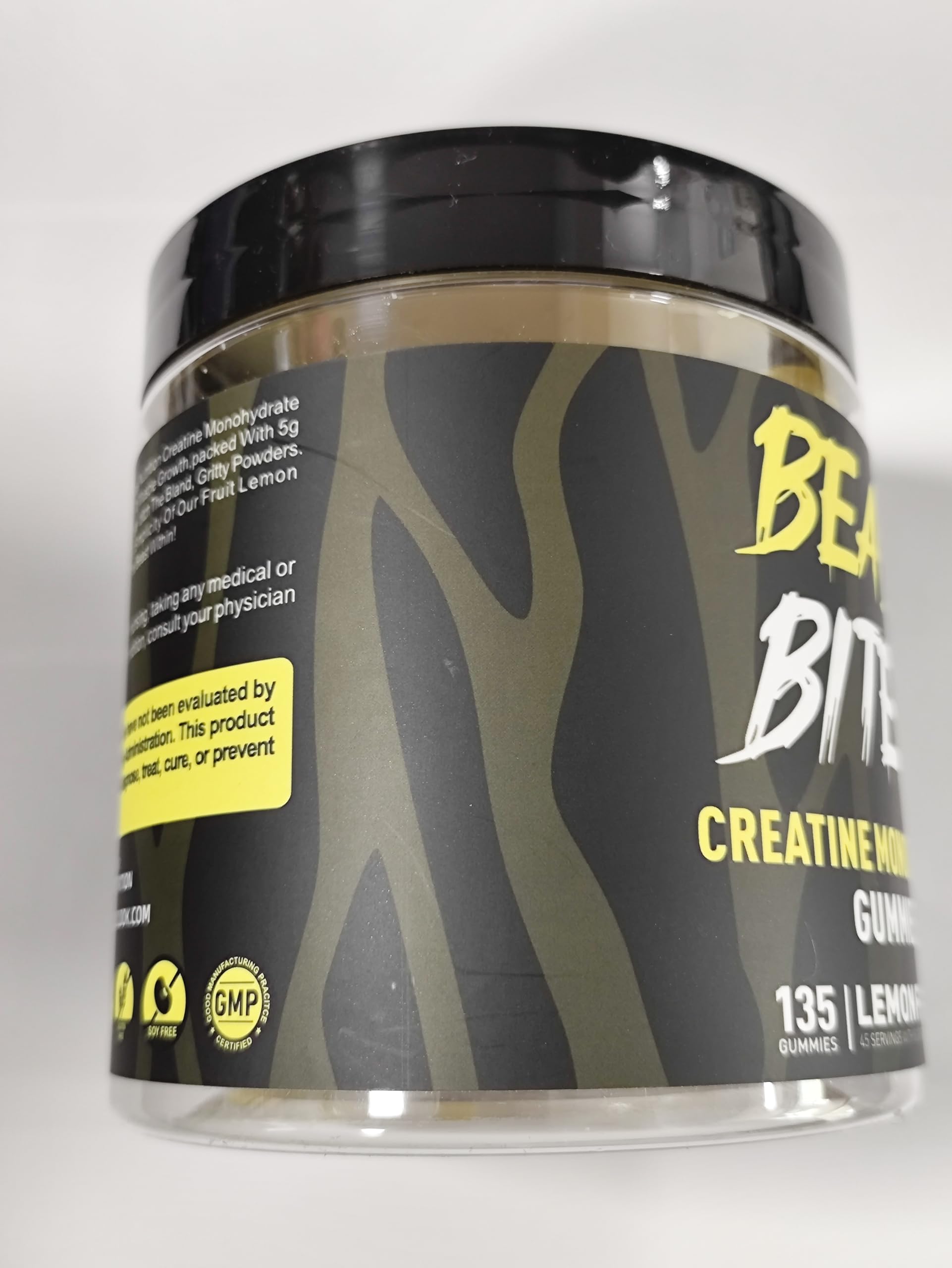 Porción de 3 gomitas BEAST BITES Nutrition de creatina, para entrenamiento.