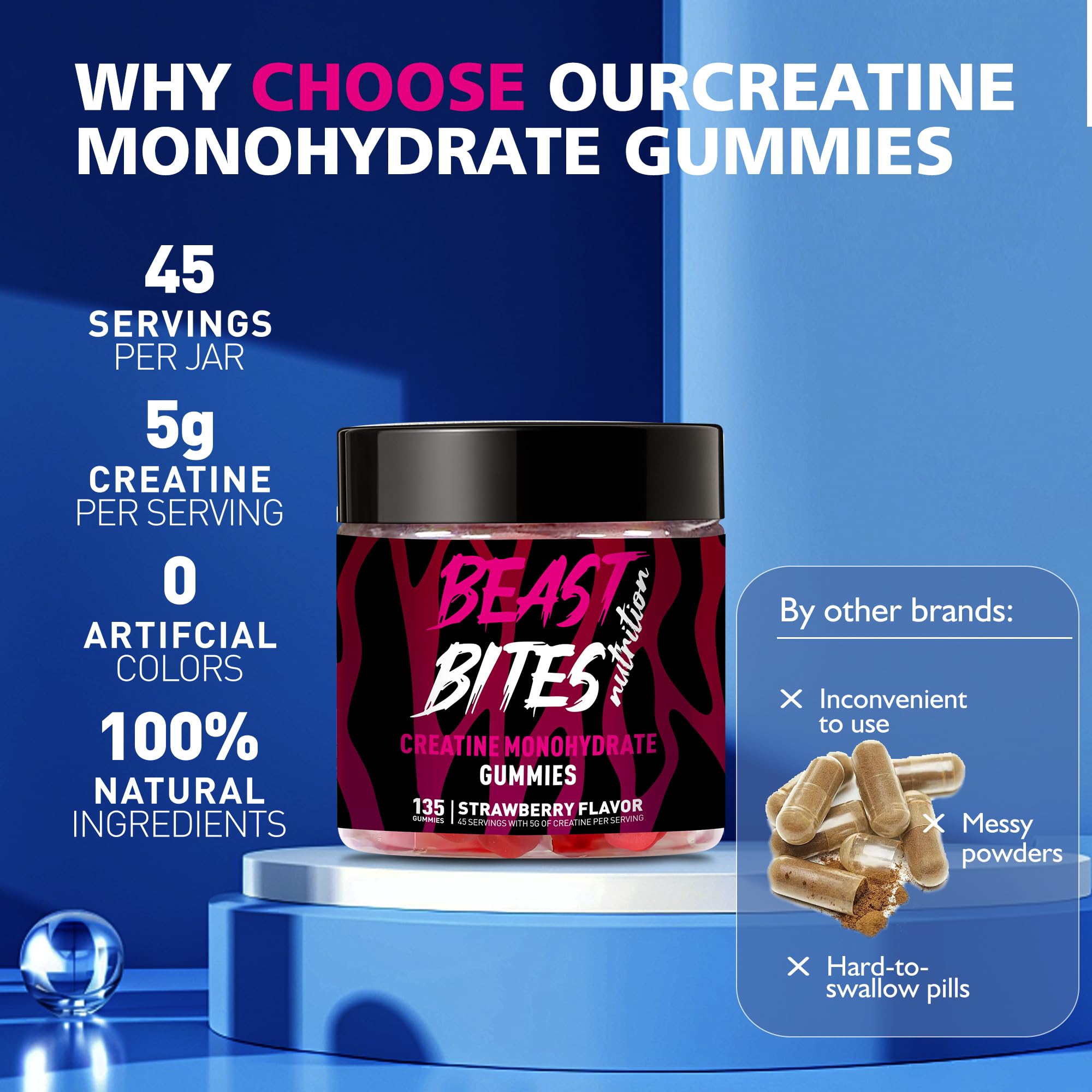 Tapa y cierre del frasco BEAST BITES para conservar la frescura.