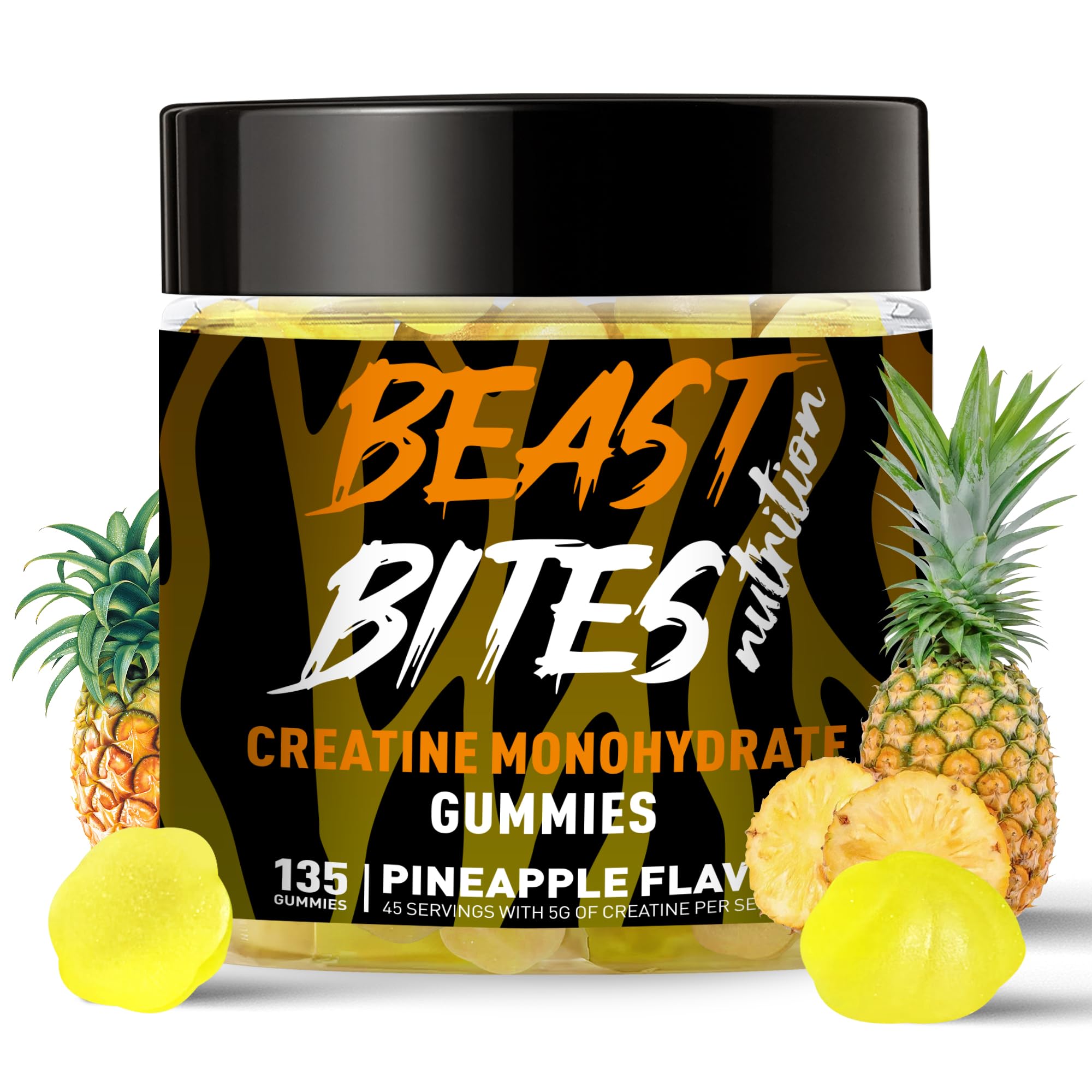 Gomitas BEAST BITES Nutrition, envase visible de creatina, aptas para entrenamientos.