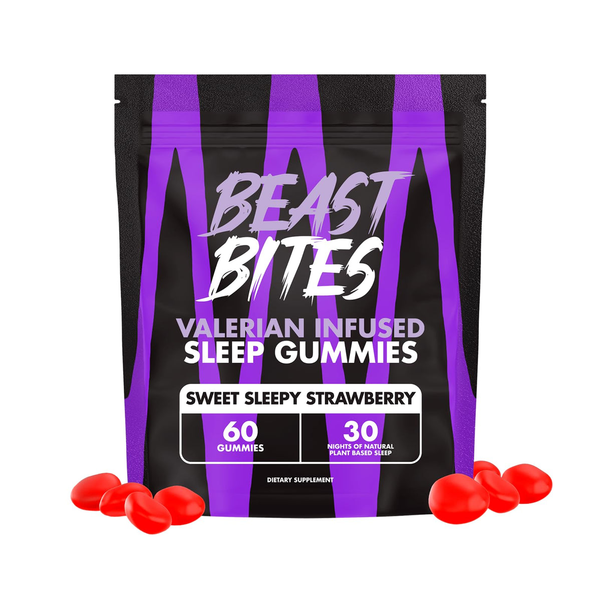 Beast Bites gominolas de valeriana en botella, posible apoyo para el descanso nocturno
