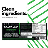 Beast Mind Focus energía estable gracias a té verde y L-teanina.
