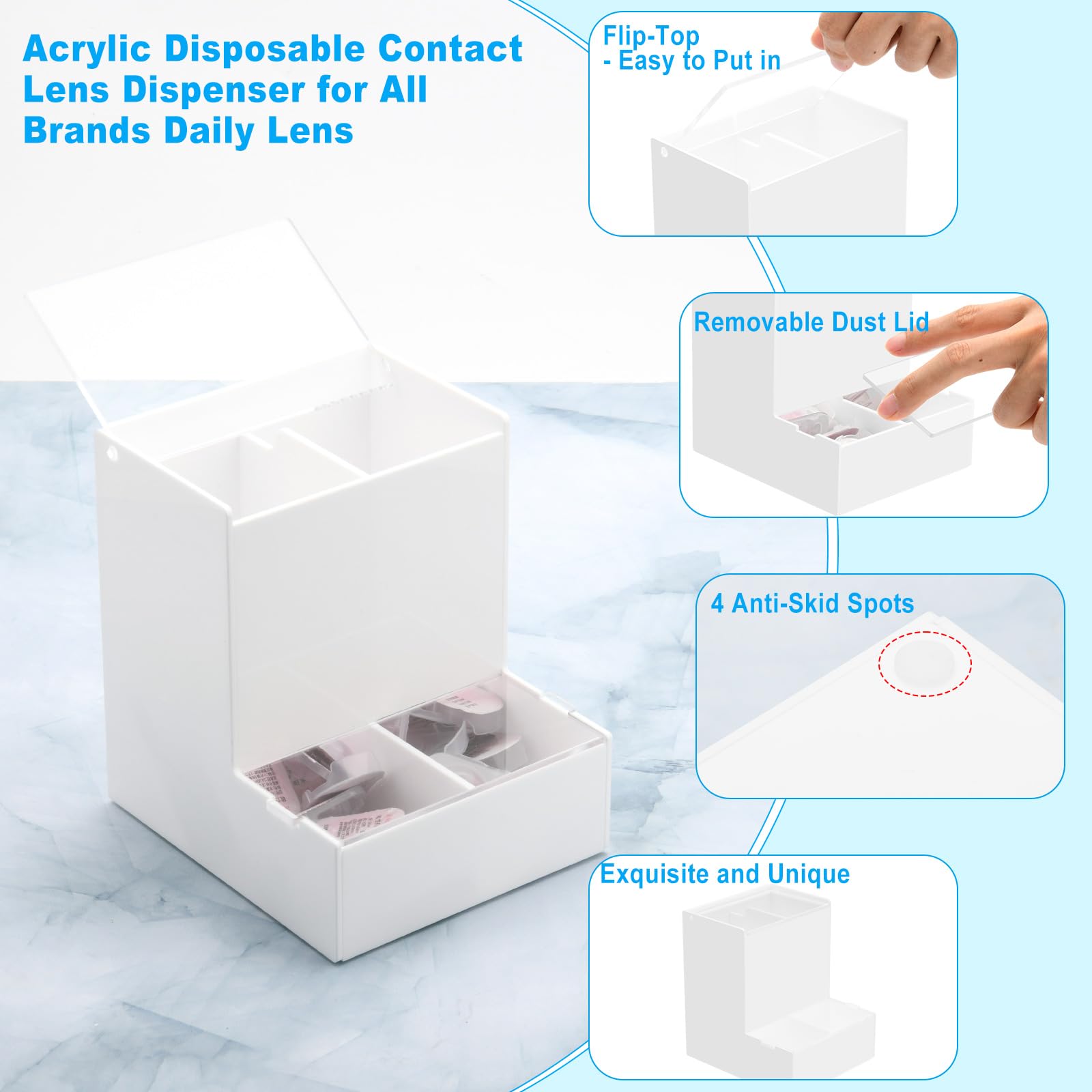 Beautyflier dispensador 2 en 1 para lentes en cajón o encimado