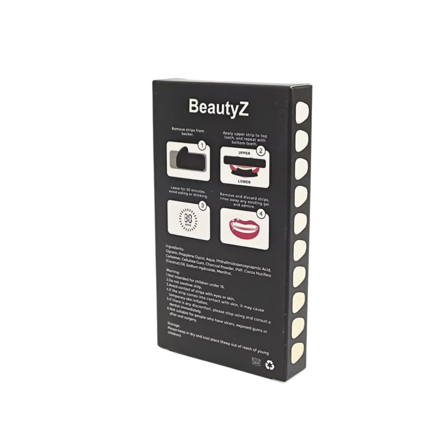BeautyZ tiras-blanqueadoras-diseño-anti-deslizante se mantienen en su lugar durante el tratamiento.