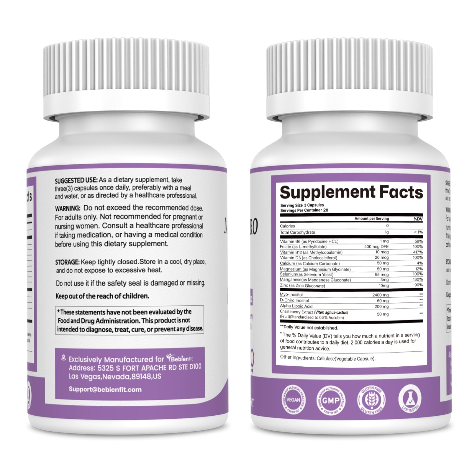 Bebien fit 40:1 inositol Myo y D-Chiro: balance hormonal.