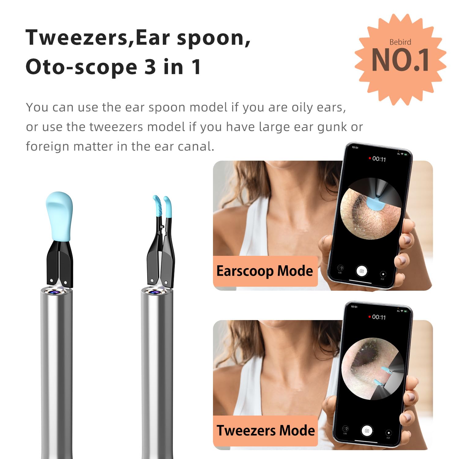 Bebird Pro Note5 boquilla de oreja de silicona, segura y cómoda