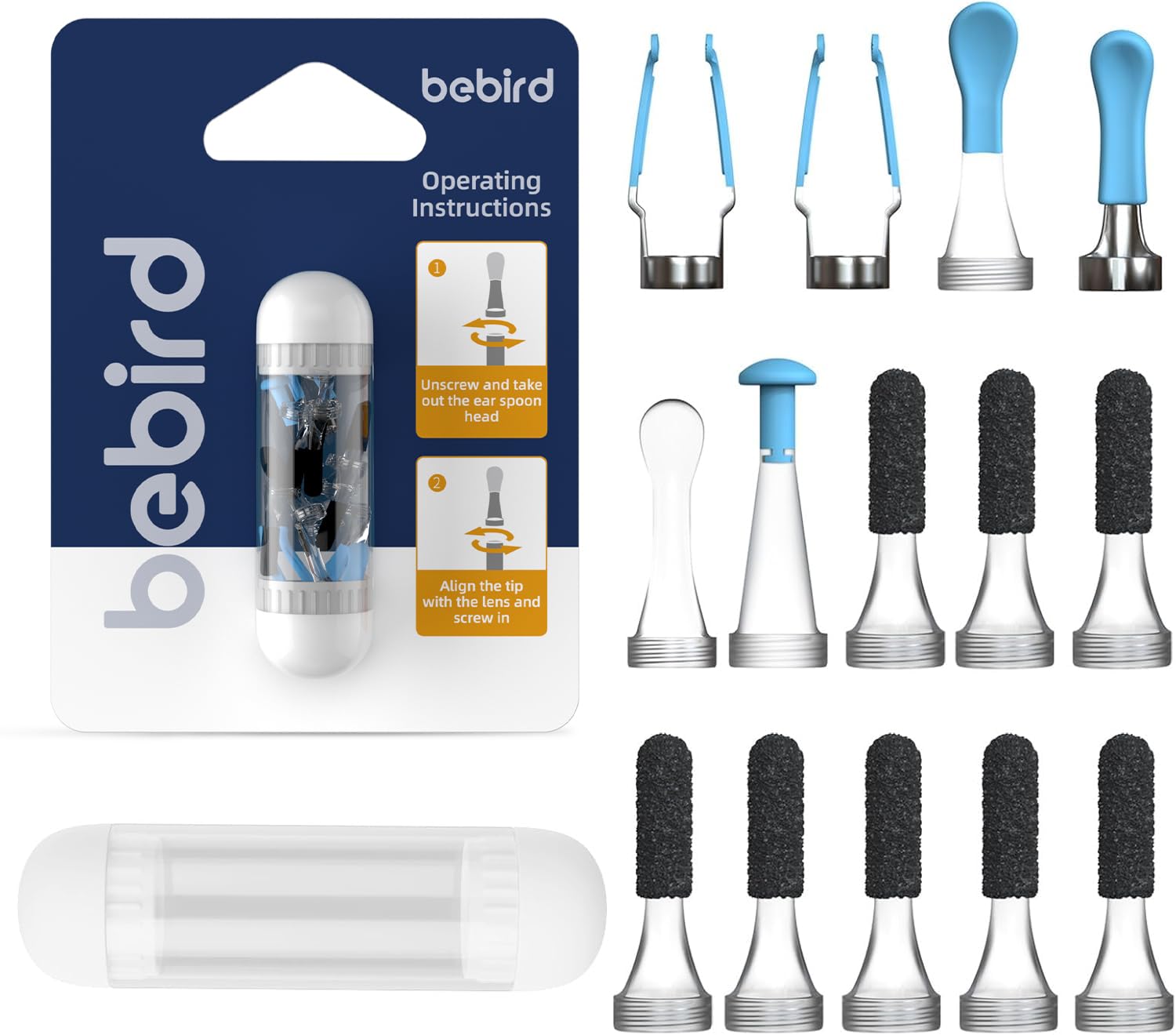 Puntas Bebird originales, conjunto de 14 piezas para limpieza del oído.