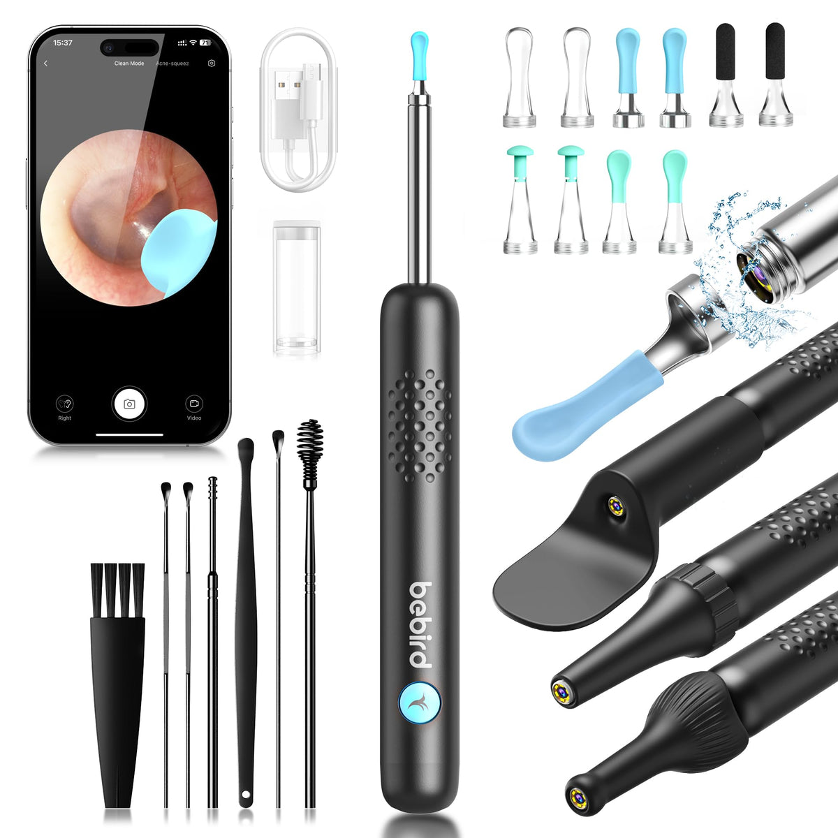 BEBIRD R1: visualización de la cámara en oreja para inspección detallada