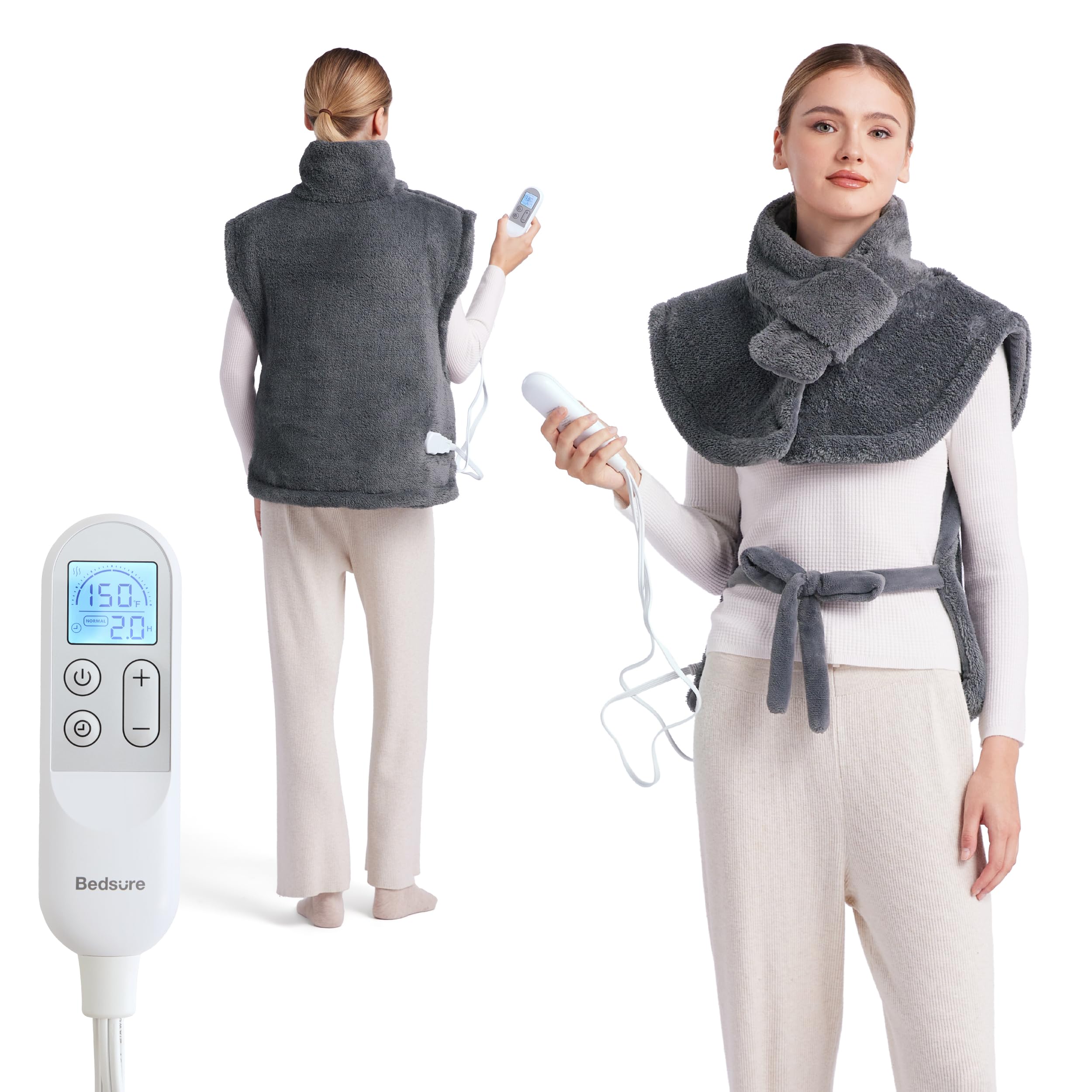 Bedsure almohadilla calor cuerpo grande 24x34 ofrece calor envolvente para espalda y hombros