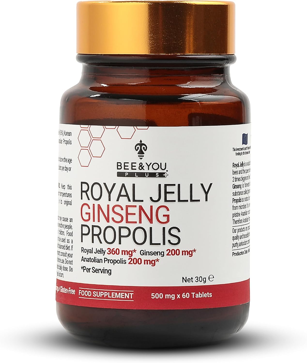 Frasco Bee & You ginseng tablets para energía diaria