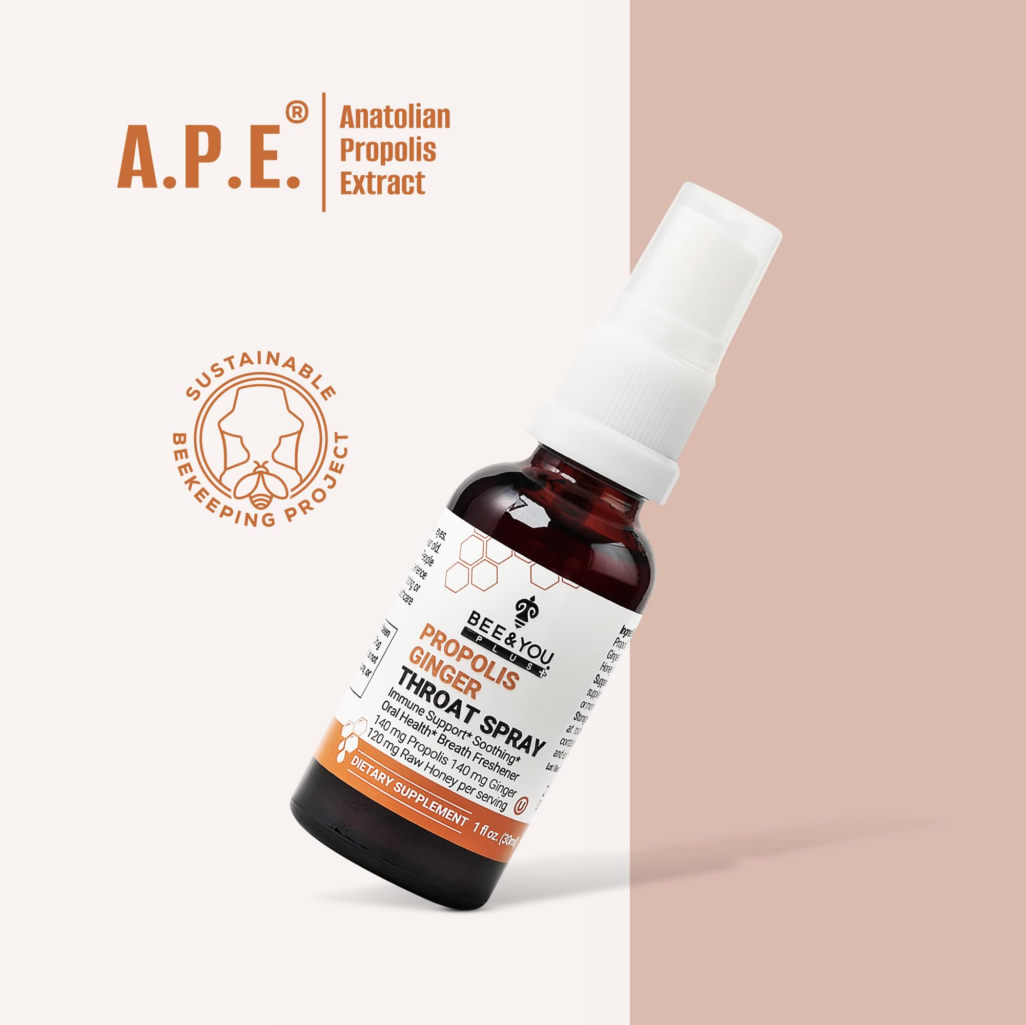 Bee & YOU Propolis Jengibre Miel Cruda, propóleo Anatoliano de origen natural.