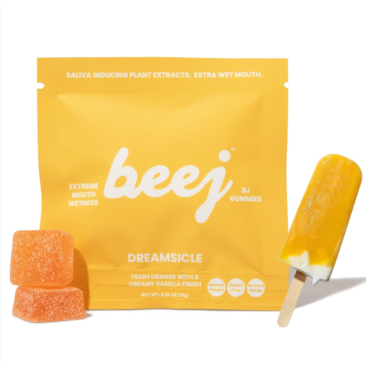 Gomitas BEEJ Dreamsicle, boca jugosa para juego previo.